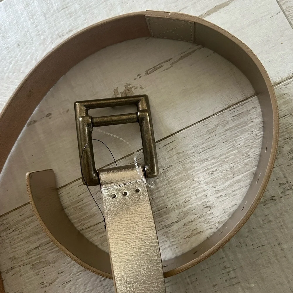 We The Free Taupe Leather Belt with Silver Buckle